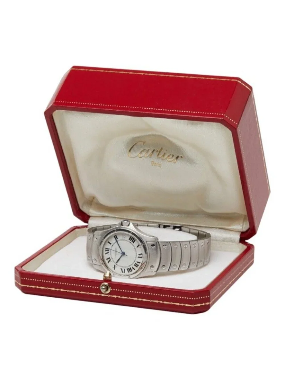 Cartier Santos Ronde Watch LM White Silver Stainless Steel